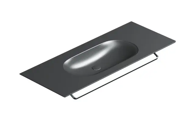 Catalano Sfera Раковина подвесная 125x50 см, без перелива, покрытие Cataglaze, цвет: черный матовый 0521260022