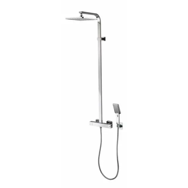 Bossini Cosmo Душевая стойка: смеситель, ручной и верхний душ, 1 вид струи, шланг, цвет: chrome L40002.030