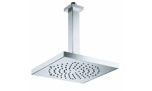 Bossini Cube Верхний душ 21x21 см, 1 вид струи, кронштейн потолочный 33,6 см, цвет: chrome H61720G.030