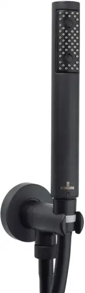 Bossini Zen Душевой гарнитур: выпуск с держателем, лейка, шланг 150 см, цвет: mat black C12002C.073