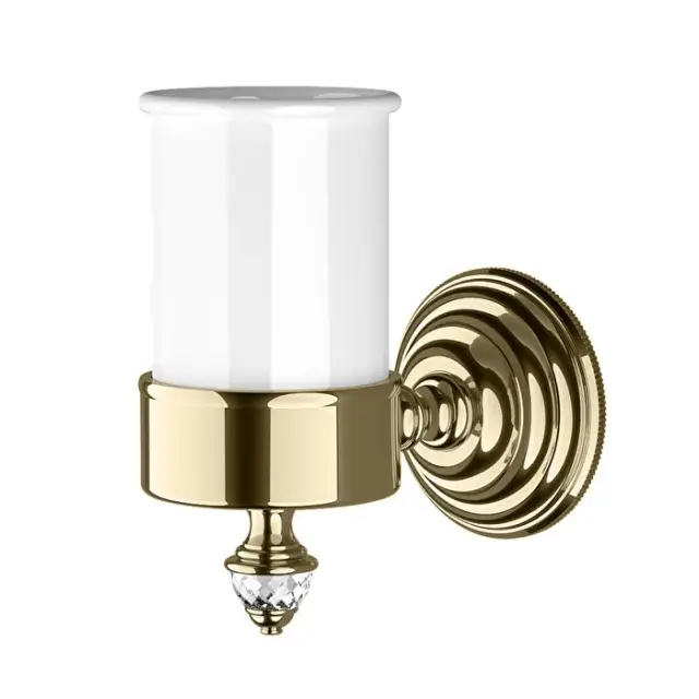 Devon&Devon Diamond Стакан керамический белый, держатель цвет светлое золото WHD503OTBI