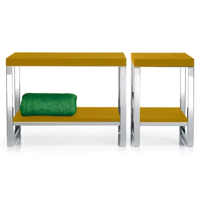 Decor Walther Wood SO Скамейка с полкой 60x30xh44 см, цвет сталь полированная светлый бук 0927086