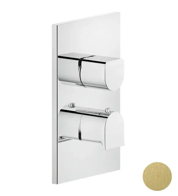 Gessi Rilievo Термостат для ванны встраиваемый, 2 потребителя,внешняя часть, цвет: brushed brass PVD 59134#727