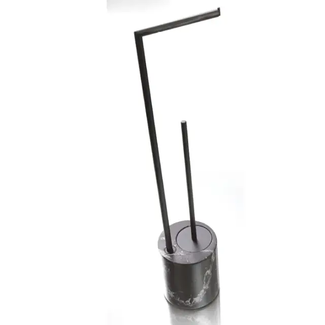 Bertocci Carrarino Напольная стойка с ершиком и бумагодержателем, цвет: черный мрамор 124 4420 0800