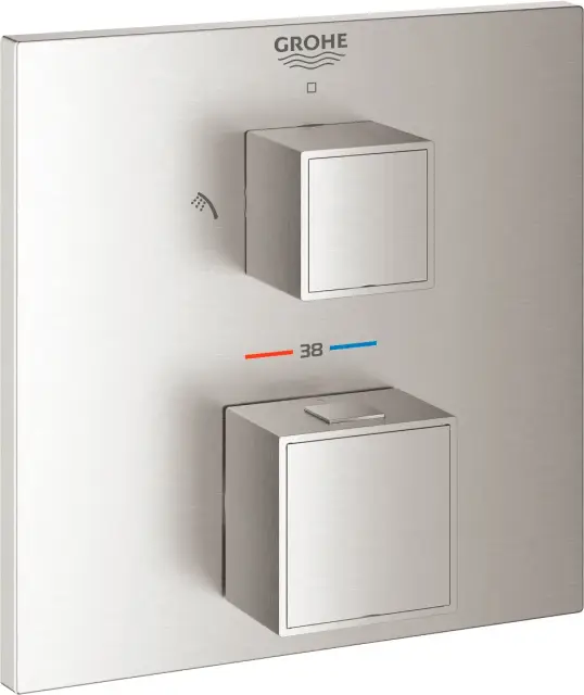 Grohe Grohtherm Cube Термостатический смеситель для душа встраиваемый, внеш. часть, цвет: суперсталь 24154DC0