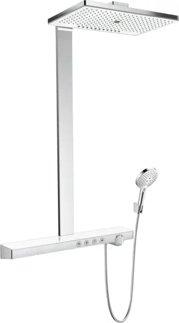Hansgrohe Rainmaker Select Душевая стойка: термостат,верхний душ 3 режима EcoSmart, цвет: хром/белый 27029400