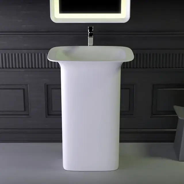 Knief Glam Раковина напольная 60х45х86h cм, K-Stone, выпуск в пол, цвет: белый матовый 0600-082-01