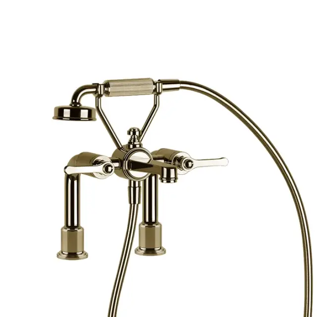 Gessi Venti20 Смеситель на борт ванны на 2 отверстия, с ручн. душем, Brass PVD 65115#710
