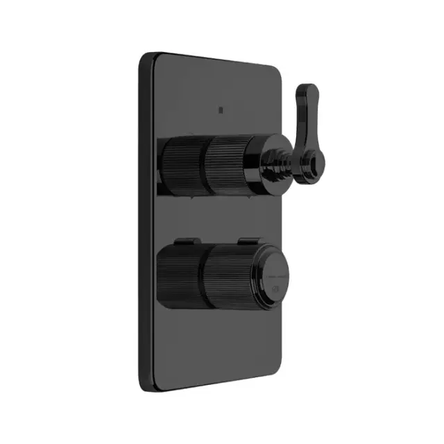 Gessi Venti20 Термостат для душа встраиваемый, запорный вентиль, внешняя часть, цвет: matte black 65133#299
