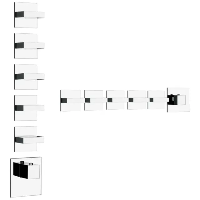Gessi Rettangolo Термостат для душа встраиваемый на 5 потребителей, внешняя часть, цвет: chrome 43220#031