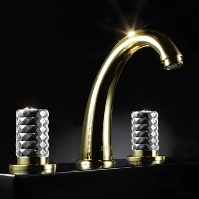 Maier Kryos Смеситель для раковины, на 3 отв., с донным клапаном, цвет: золото 78 075MO