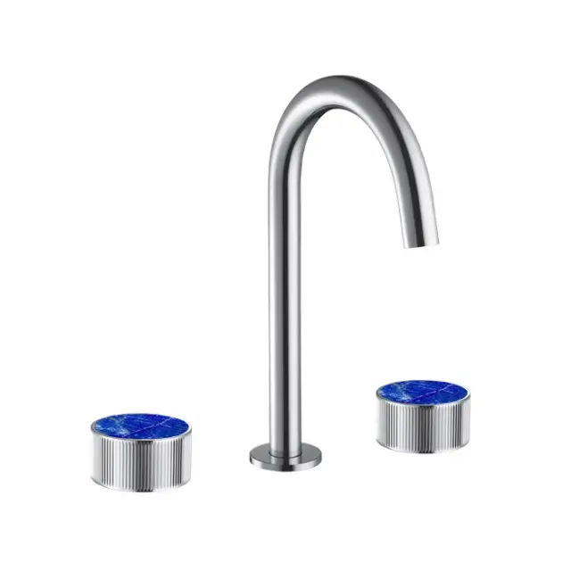 Maier Bespoke Смеситель для раковины, 3 отв., излив 14,2 см, цвет: хром/lapis lazuli 82 005J CR R LP