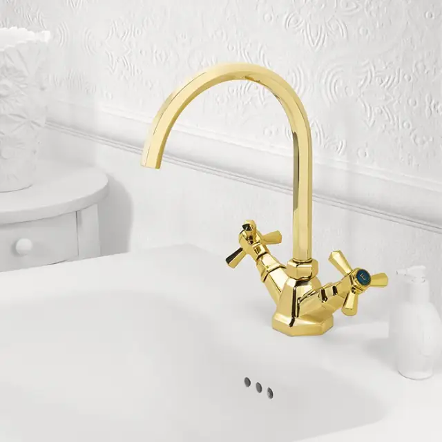 Stella Eccelsa Смеситель для раковины, на 1 отверстие, цвет: золото 24К EC 00005 AU00