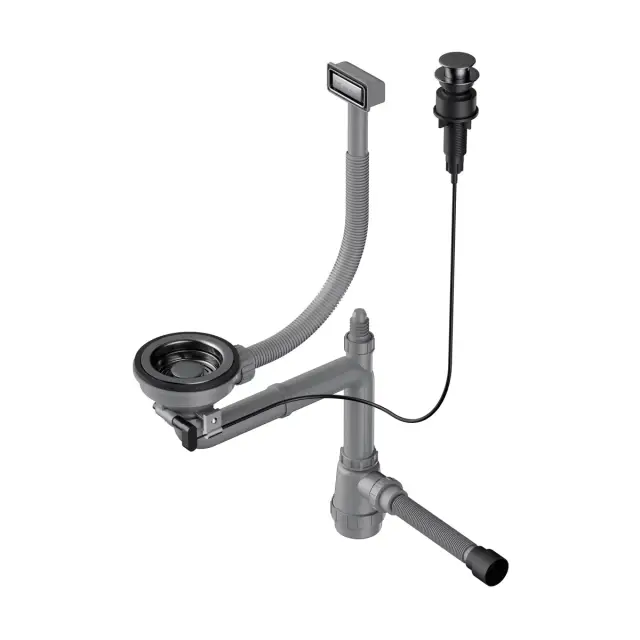 Omoikiri WK-1-A-GM Арматура для одночашевых моек с прямоуг. переливом цвет: вороненая сталь 4956470