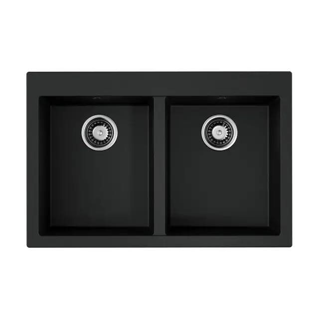 Omoikiri Bosen 80-2-BL Кухонная мойка Tetogranit 80x53 см, цвет: черный 4993836