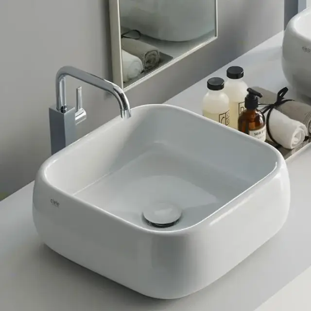 Cielo Shui Раковина 40х40хh15 см, накладная, цвет: глянцевый белый SHLAA40