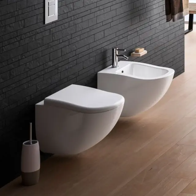 Cielo Fluid Унитаз подвесной 37х53хh37 см, с креплениями, цвет: глянцевый белый FLVS