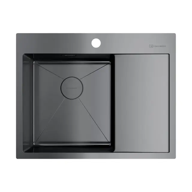 Omoikiri Akisame 65-L-GM Кухонная мойка нерж. сталь 65x51 см, цвет: вороненая сталь 4973097
