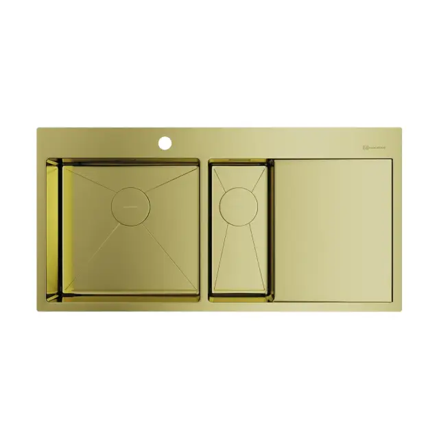 Omoikiri Akisame 100-2-L-LG Кухонная мойка нерж. сталь 100x51 см, цвет: светлое золото 4973089