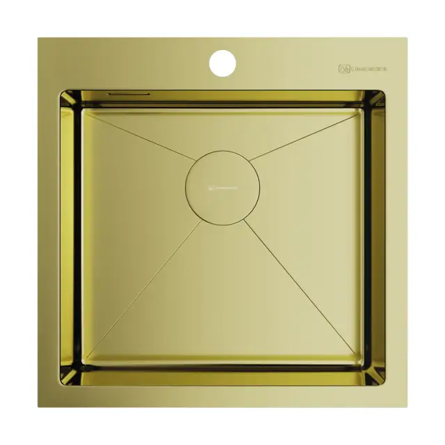 Omoikiri Akisame 51-LG Кухонная мойка нерж. сталь 51x51 см, цвет: светлое золото 4973439