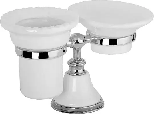 TW Harmony 141 Стакан с мыльницей на настольном держателе, керамика, цвет: хром TWHA141bi/cr