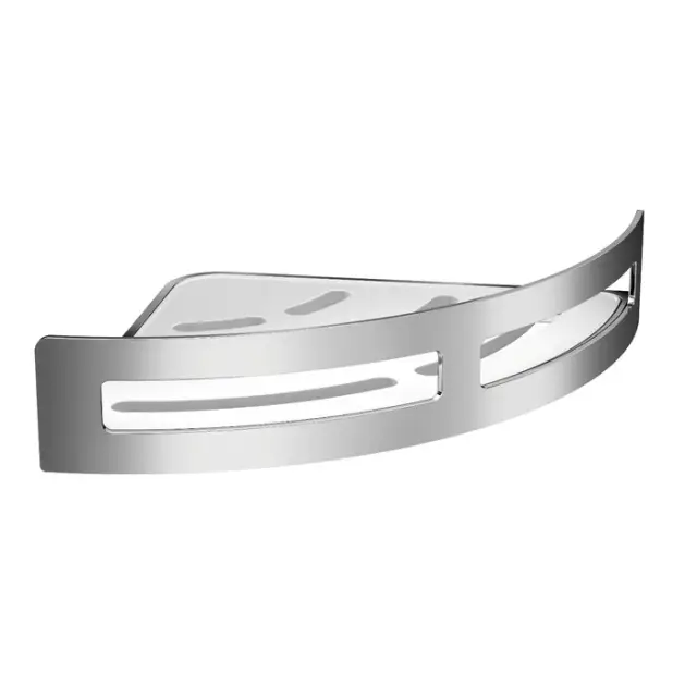 Emco System2 Полочка-решетка угловая 18x18xh4,5 cм, съемная вставка, цвет: хром/белый 3545 001 15