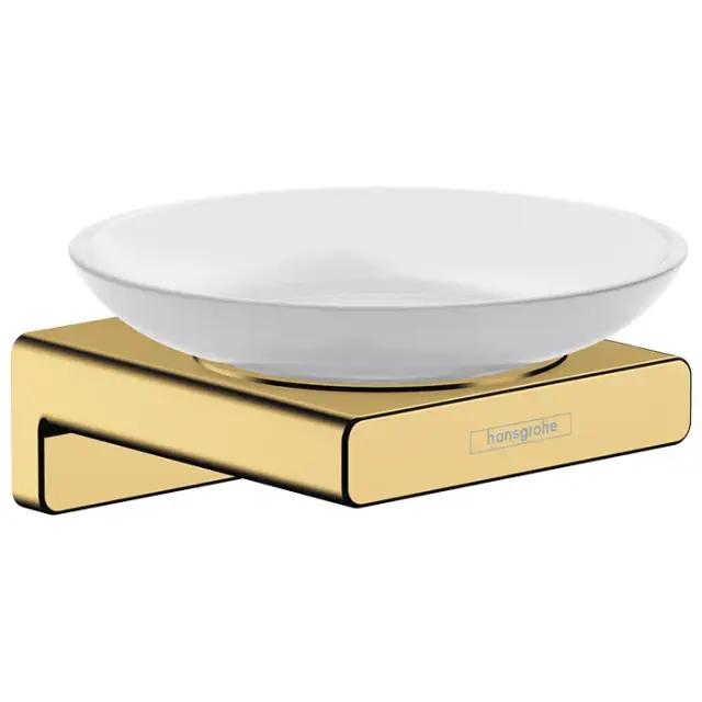 Hansgrohe AddStoris Мыльница подвесная со стеклянной чашей, латунь цвет: золото 41746990