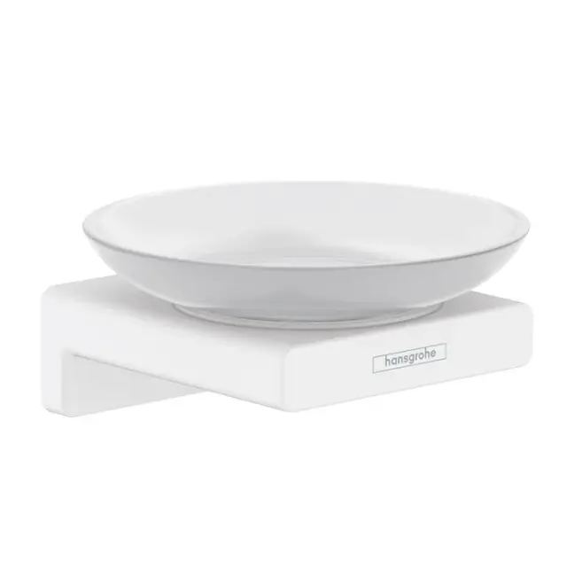 Hansgrohe AddStoris Мыльница подвесная со стеклянной чашей, латунь цвет: белый 41746700