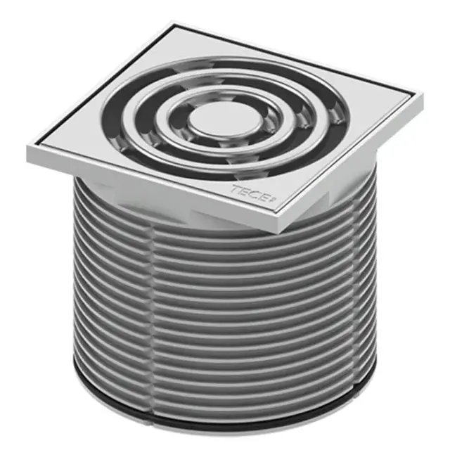 Tece Drainpoint S Декоративная решетка точечного трапа с монтаж. элементом 10х10 см, цвет: хром мат. 3660001