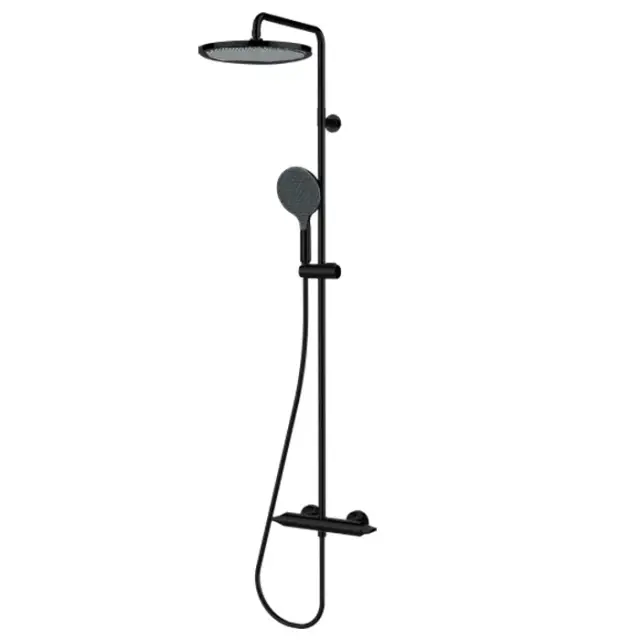 Bossini Apice Душевая стойка: смеситель, ручной и верхний душ, 1 вид струи, шланг, цвет: mat black L10505.073