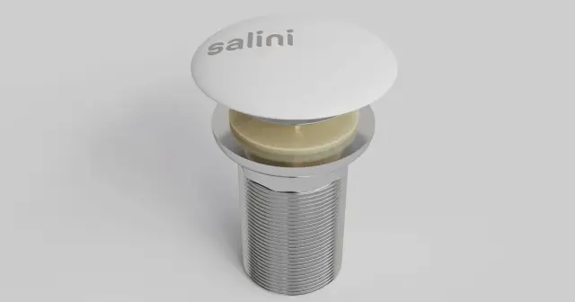 Salini D 501 Донный клапан для раковины из S-Sense, Click-Clack без перелива цвет: белый глянцевый 161201G