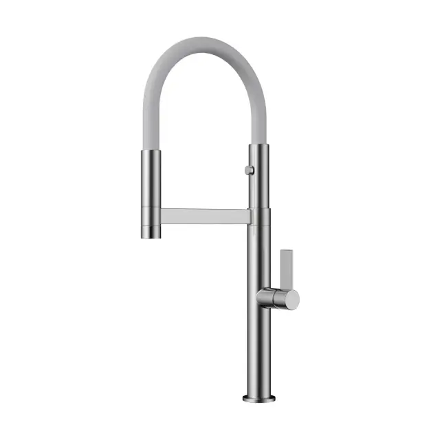 Omoikiri Osaka-BN-WH Смеситель для кухни с гибким изливом, цвет: нержавеющая сталь/белый 4994305