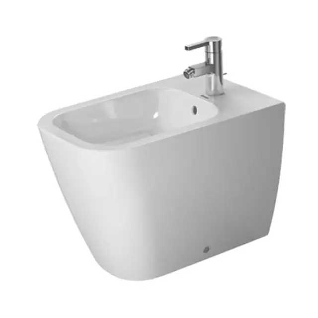 Duravit Happy D.2 Биде напольное пристенный вариант, с перел., хром, 365x570м 2267100000