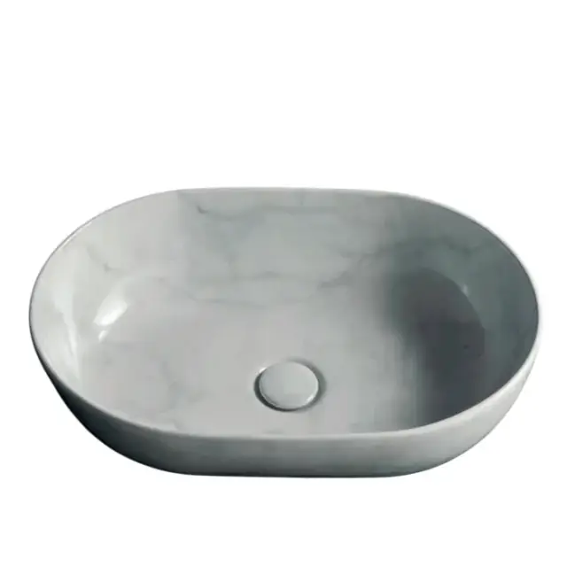 Globo T-Edge Раковина чаша 54x36x16h см, без перелива, без д/к, цвет: marmo di carrara B6O54MC