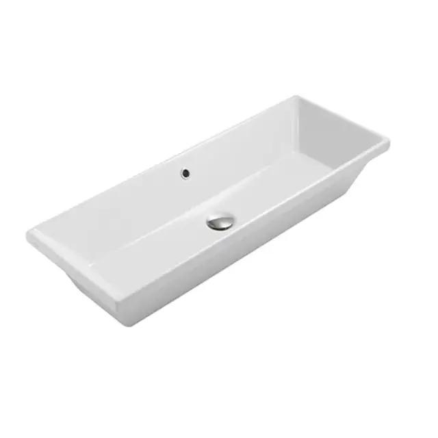 Globo Stockholm Раковина встраиваемая сверху 90x34 см, с переливом, без д/к, цвет: белый глянцевый FO090BI