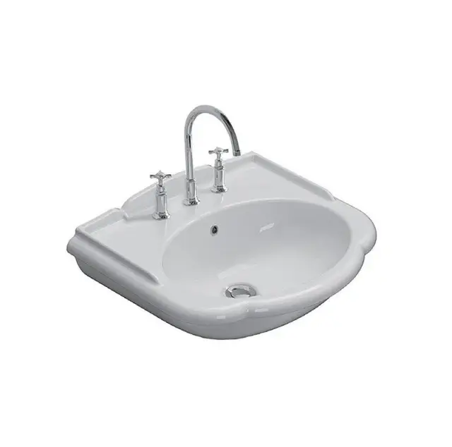 Globo Paestum Раковина подвесная 62x54 см, с переливом и креплением, без д/к, цвет: белый глянцевый PA057BI