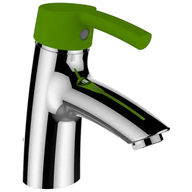 Laufen Florakids Смеситель для раковины, с донным клапаном, цвет: хром/зеленый 3.1165.1.014.111.1
