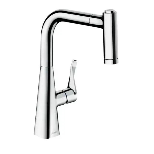 Hansgrohe Metris M71 Смеситель для кухонной мойки однорычажный 320 с выдвижным изливом, цвет: хром 73801000