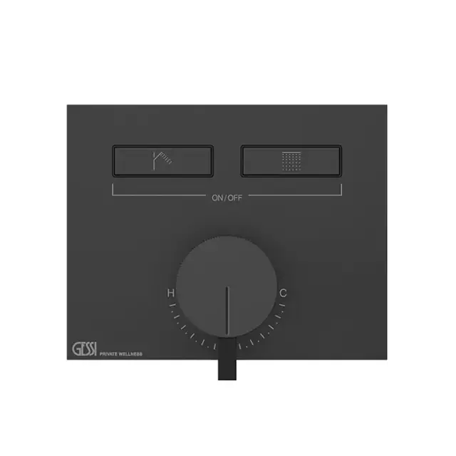 Gessi Hi-Fi Смеситель для душа встраиваемый, 2 потребителя, запорный вентиль, цвет: matte black 63079#299