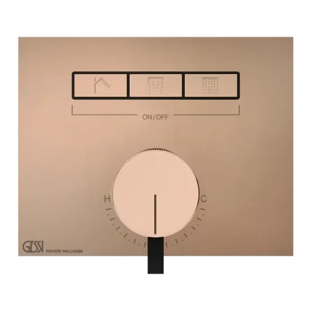Gessi Hi-Fi Смеситель для душа встраиваемый, 3 потребителя, запорный вентиль, цвет: copper PVD 63081#030