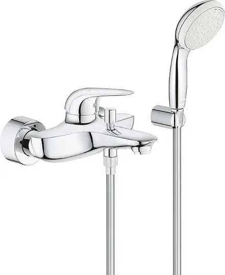 Grohe Eurostyle Смеситель для ванны накладной, с ручным душем и шлангом, цвет: хром 2372930A