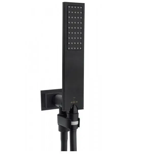 Bossini Apice Душевой гарнитур: душевая лейка, держатель с выпуском, шланг 150 см, цвет: mat black C13011.073