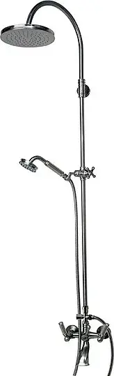 Bossini Liberty Душевая стойка: смеситель, ручной и верхний душ, 1 вид струи, шланг, цвет: chrome L01203.030