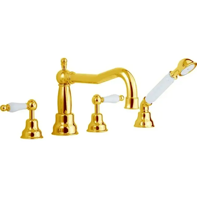 Cisal Arcana Toscana Смеситель на борт ванны на 4 отверстия, цвет: 24K Gold TS00026424