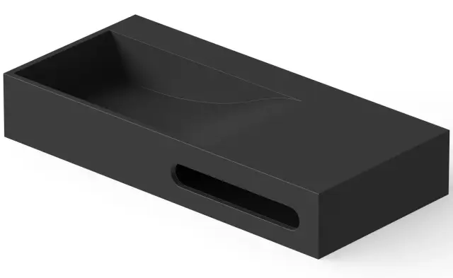 Dea Design Раковина накладная 90x42x15h см, Solid Surface, цвет: black DD9064 900 16