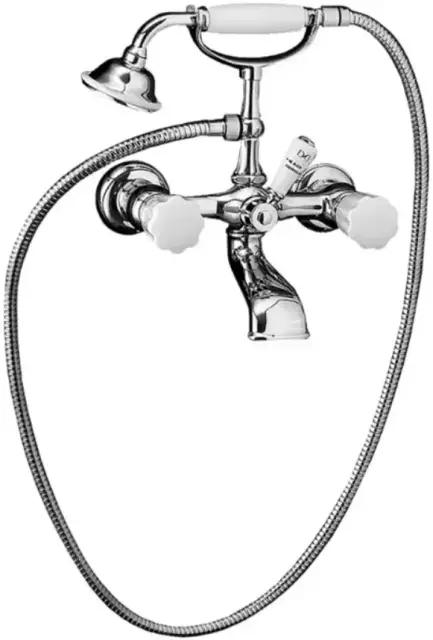Devon&Devon Morris Смеситель для ванны настенный, ручки белые, цвет: хром DDMR333MCR