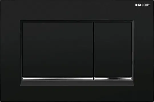 Geberit Omega 30 Кнопка смыва для интсалляции, пластик, цвет: черный, полоска хром глянцевый 115.080.KM.1