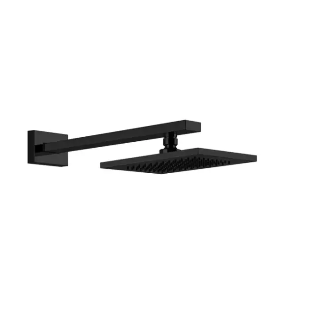 Gessi Rettangolo Верхний душ 14x21,6 см 1 вид струи, кронштейн настенный 38 см, цвет: matte black 20148#299