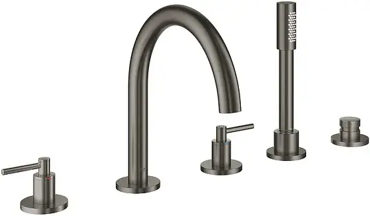 Grohe Atrio New Смеситель на борт ванны, с ручным душем, 5 отверстий, цвет: темный графит, матовый 19922AL3