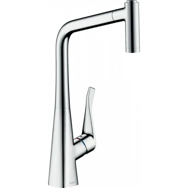 Hansgrohe Metris M71 Смеситель для кухонной мойки однорыч. 320 EcoSmart, с выдв. изливом, цвет: хром 73824000
